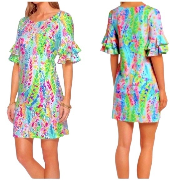Lilly Pulitzer HTF Lula Stretch Dress Catch the Wave Size XS - Picture 2 of 13